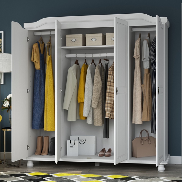 Palace Imports 100 Solid Wood Kyle 4 Door Wardrobe Armoire with